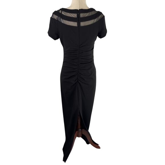 X BY XSCAPE ILLUSION BOAT NECK SHORT SLEEVE DRESS IN BLACK NWT WOMEN'S SIZE 8P - Picture 6 of 15